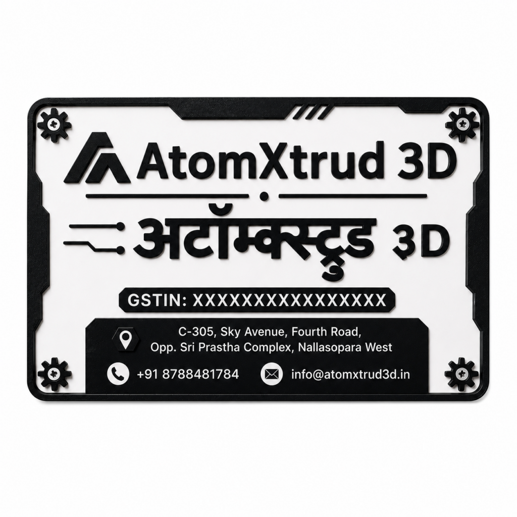 Custom 3D business sign board product front view on white background