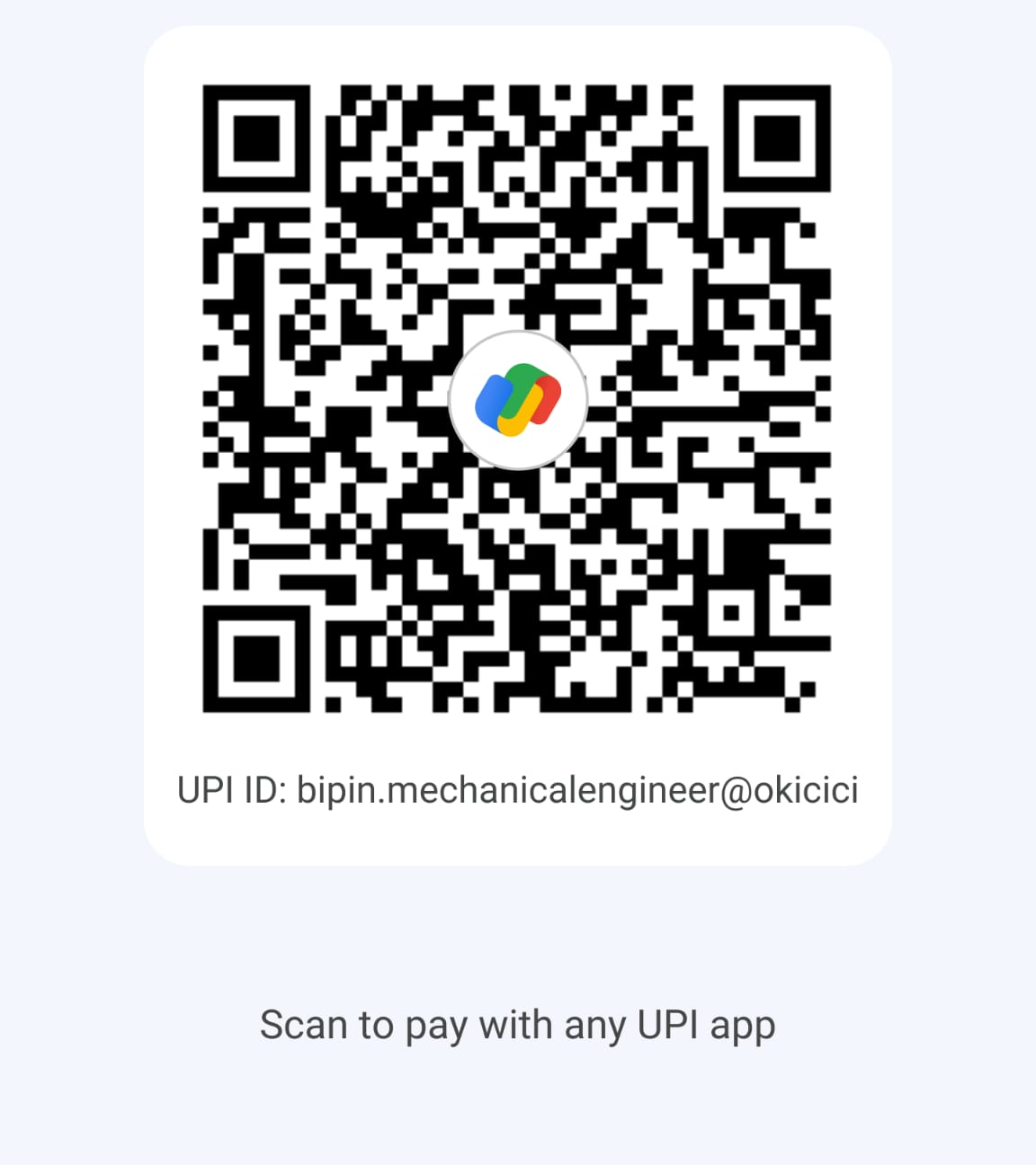 UPI QR code to support Bipin